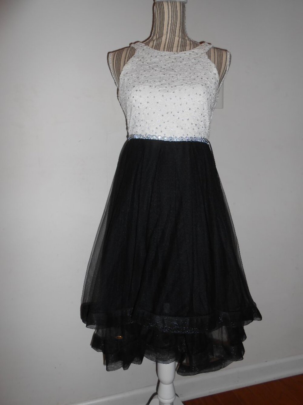 Girl's Size 16 Formal Black & White High Low Dress